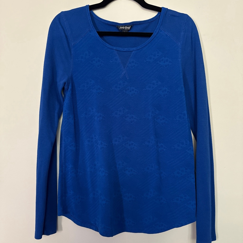 Women's Lucky Brand Blue Long Sleeve Tee Size L